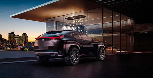Een achter aanzicht van de Lexus UX Concept
